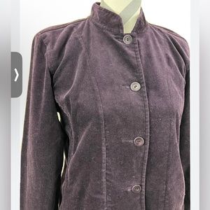 EILEEN FISHER Women’s Jacket S Velveteen Cotton Button Up Long Sleeve Cassis‎
